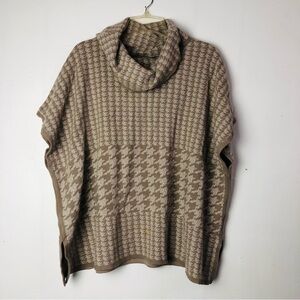 Chico’s Houndstooth Cowl Neck Poncho Tan Size S/M